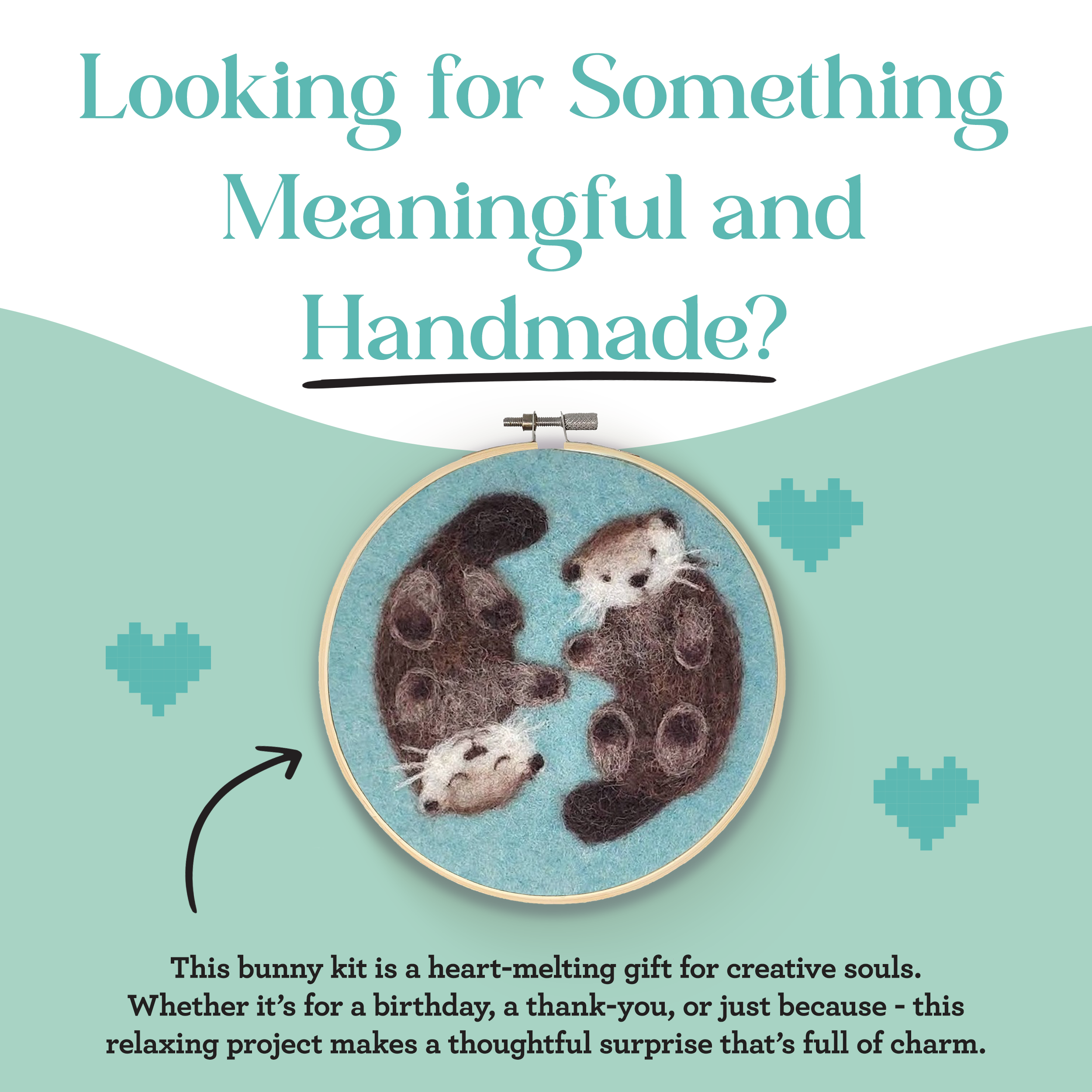 The Crafty Kit Company - Otters in a Hoop Needle Felting Craft Kit